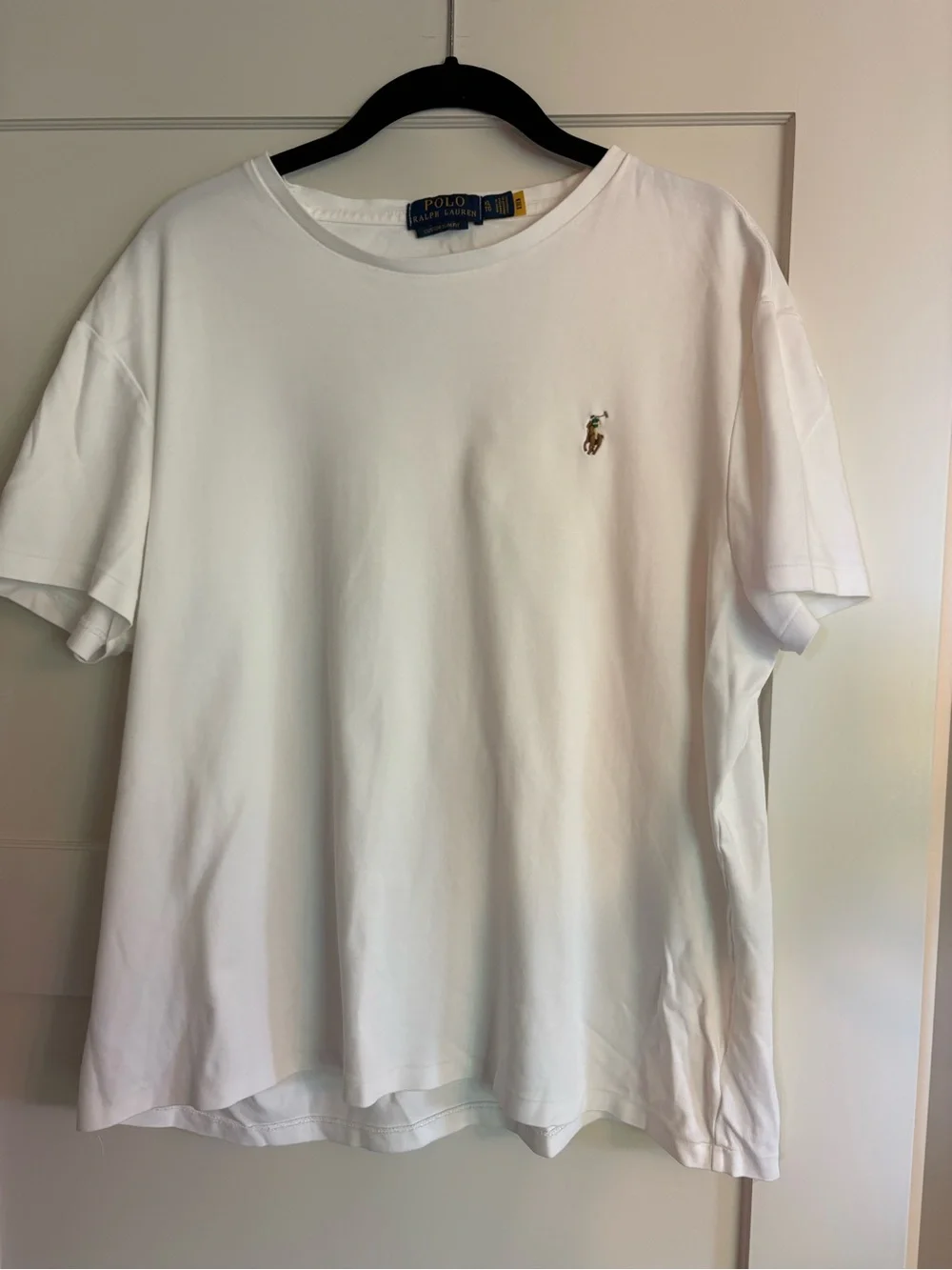 Polo Ralph Lauren White Classic Crew Neck Tee with Pony Logo Size XL Slim Fit